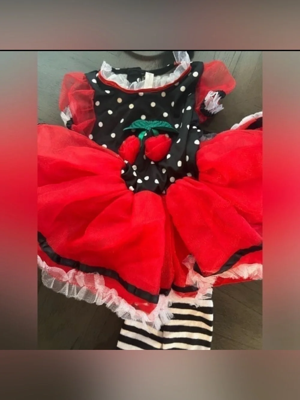 Cherry Pie Infant Costume - Red & Black Polka Dot Dress with Headband